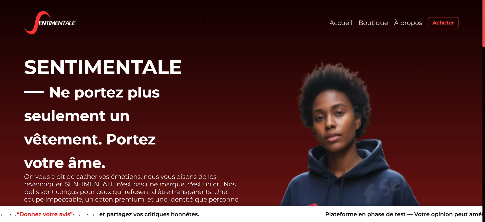 images du projet SENTIMENTALE — E-Commerce 