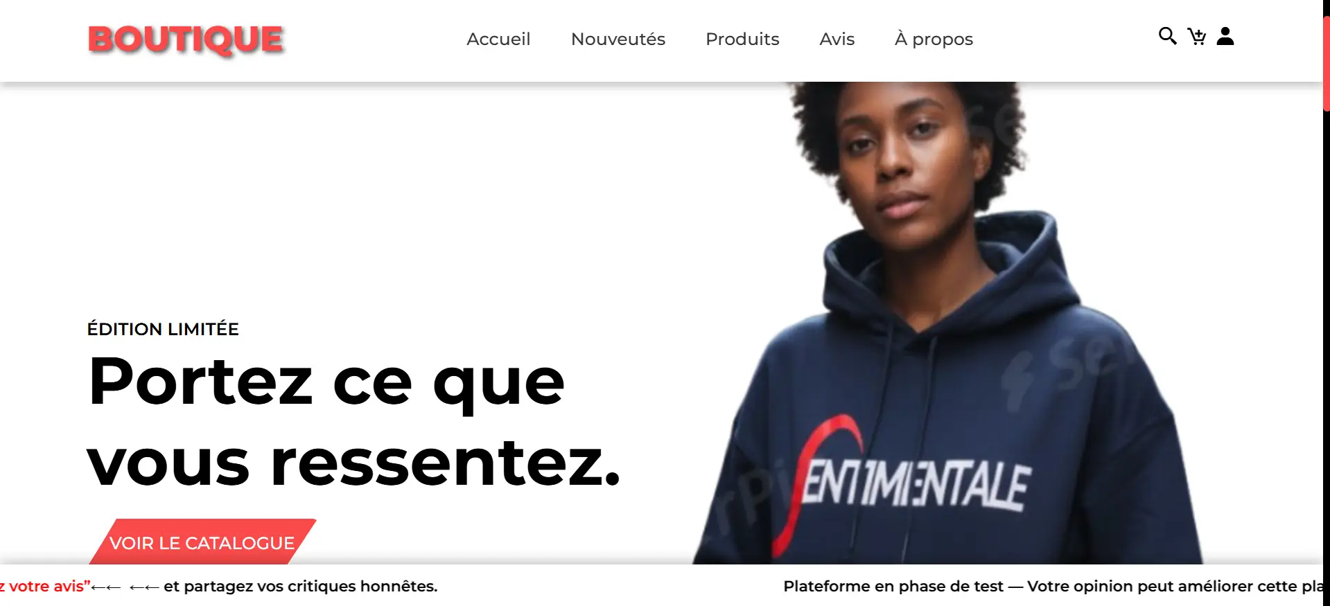 images du projet SENTIMENTALE — E-Commerce 
