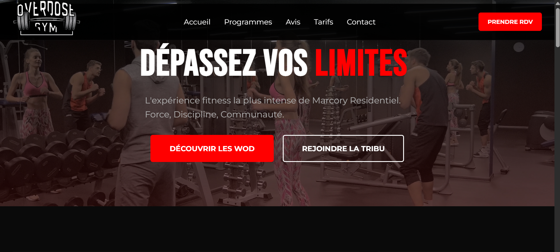 Aperçu du projet Overdose Gym
